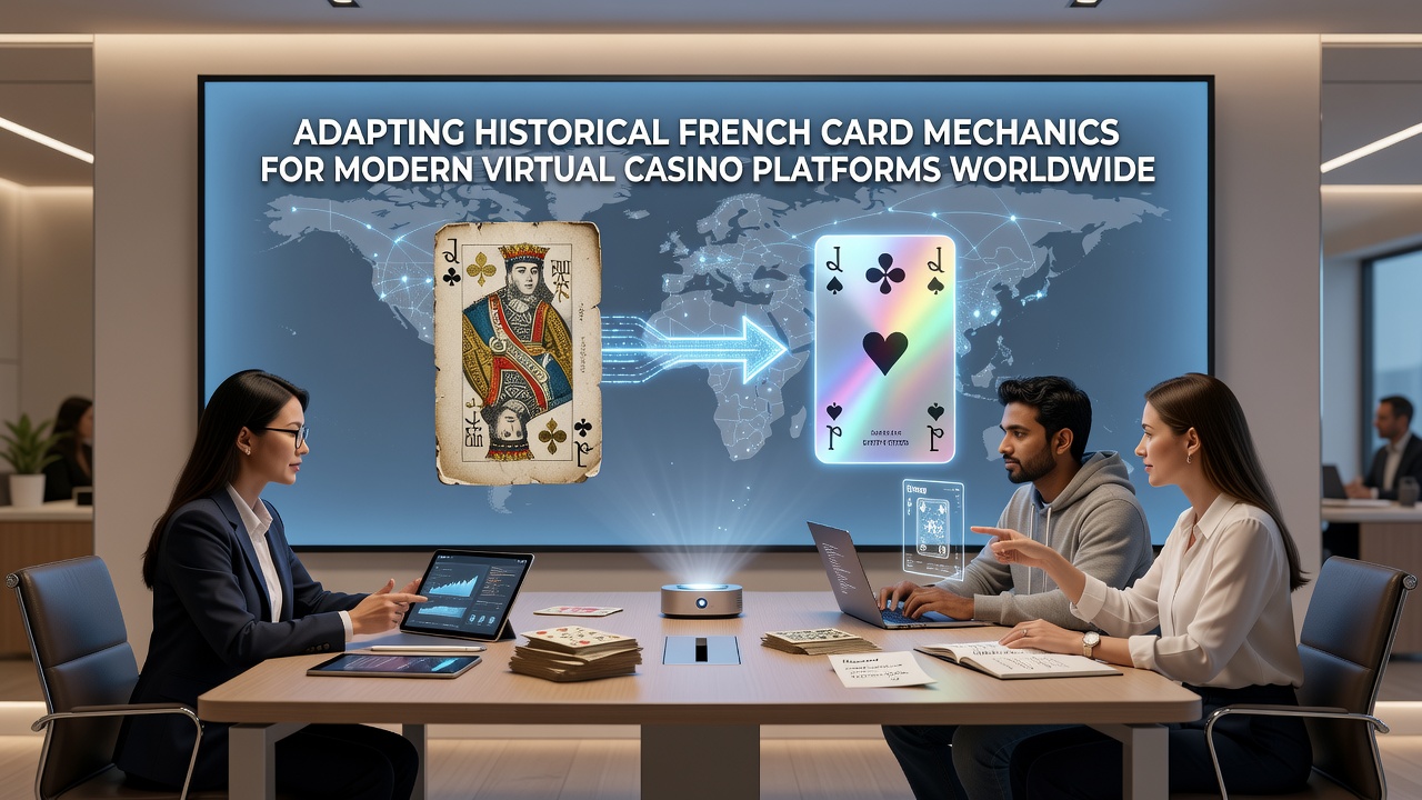 Virtual reality casino table showing French card mechanics in a digital environment