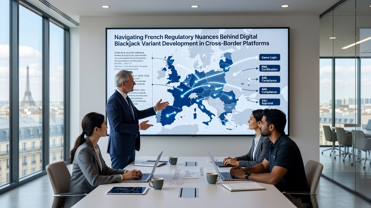 Cross-border platform dashboard showing regulatory compliance indicators for blackjack variants